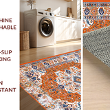 Ultra Soft Area Rug, Non Slip, Stain Resistant, Washable Area Rugs for Living Room, Bedroom, Whimsical Earthy Petal Arrangement(Orange)