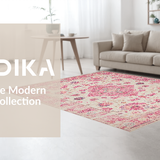 Ultra Soft Area Rug, Non Slip, Stain Resistant, Washable Area Rugs for Living Room, Bedroom, Artful Vintage-Inspired Ogee Shape(Pink)