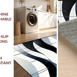 Ultra Soft Area Rug, Non Slip, Stain Resistant, Washable Area Rugs for Living Room, Bedroom, Stylish Black Minimalist Design(Gray)