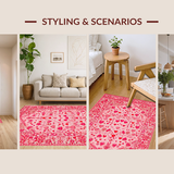 Ultra Soft Area Rug, Non Slip, Stain Resistant, Washable Area Rugs for Living Room, Bedroom, Joyful Seasonal Love Symbolism(Pink)