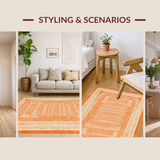Ultra Soft Area Rug, Non Slip, Stain Resistant, Washable Area Rugs for Living Room, Bedroom, Transitional Soft-Toned Trellis Design(Orange)