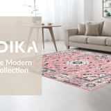 Ultra Soft Area Rug, Non Slip, Stain Resistant, Washable Area Rugs for Living Room, Bedroom, Serene Pastel Ogee Arrangement(Pink)