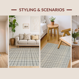Ultra Soft Area Rug, Non Slip, Stain Resistant, Washable Area Rugs for Living Room, Bedroom, Contemporary Soft Textured Lattice(Beige)