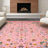 Ultra Soft Area Rug, Non Slip, Stain Resistant, Washable Area Rugs for Living Room, Bedroom, Vibrant Pastel Ogee Patterned Delight(Pink)