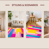 Ultra Soft Area Rug, Non Slip, Stain Resistant, Washable Area Rugs for Living Room, Bedroom, Playful Colorful Stripe Motif(Pink)