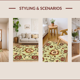 Ultra Soft Area Rug, Non Slip, Stain Resistant, Washable Area Rugs for Living Room, Bedroom, Soft Floral Transitional Living Room Rug(Beige)