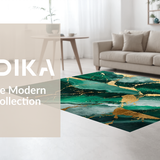 Ultra Soft Area Rug, Non Slip, Stain Resistant, Washable Area Rugs for Living Room, Bedroom, Vibrant Green and Gold Artistic Vibes(Green)