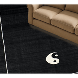 Ultra Soft Area Rug, Non Slip, Stain Resistant, Washable Area Rugs for Living Room, Bedroom, Elegant Monochrome Yin Yang Aesthetic(Black)