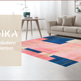 Ultra Soft Area Rug, Non Slip, Stain Resistant, Washable Area Rugs for Living Room, Bedroom, Vivid Abstract Geometric Fusion(Pink)