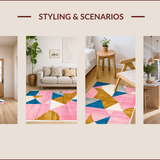 Ultra Soft Area Rug, Non Slip, Stain Resistant, Washable Area Rugs for Living Room, Bedroom, Colorful Modern Symmetrical Design(Pink)