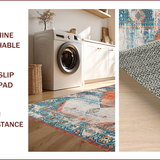 Ultra Soft Area Rug, Non Slip, Stain Resistant, Washable Area Rugs for Living Room, Bedroom, Vibrant Rustic Trellis Arrangement(Blue)