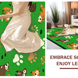 Ultra Soft Area Rug, Non Slip, Stain Resistant, Washable Area Rugs for Living Room, Bedroom, Whimsical Animal Track Motif(Green)