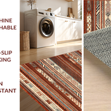 Ultra Soft Area Rug, Non Slip, Stain Resistant, Washable Area Rugs for Living Room, Bedroom, Elegant Linear Motif with Warmth(Brown)