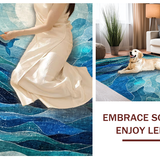Ultra Soft Area Rug, Non Slip, Stain Resistant, Washable Area Rugs for Living Room, Bedroom, Playful Oceanic Octopus Art Runner Rug with Whale Silhouettes and Wave Motifs(Blue)