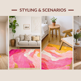 Ultra Soft Area Rug, Non Slip, Stain Resistant, Washable Area Rugs for Living Room, Bedroom, Gradient Sunset Ombre Aesthetic(Yellow)