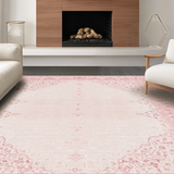 Ultra Soft Area Rug, Non Slip, Stain Resistant, Washable Area Rugs for Living Room, Bedroom, Scalloped Edge Bow Motif Rug with Coquette Ribbon Pattern and Preppy Charm(Pink)