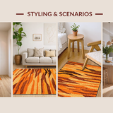 Ultra Soft Area Rug, Non Slip, Stain Resistant, Washable Area Rugs for Living Room, Bedroom, Rustic Handcrafted Wildlife Motif(Orange)