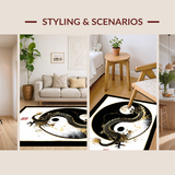 Ultra Soft Area Rug, Non Slip, Stain Resistant, Washable Area Rugs for Living Room, Bedroom, Chic Minimalist Yin Yang Harmony(Black)