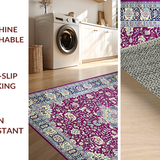 Ultra Soft Area Rug, Non Slip, Stain Resistant, Washable Area Rugs for Living Room, Bedroom, Rustic Low Pile Botanical Print(Purple)