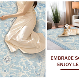Ultra Soft Area Rug, Non Slip, Stain Resistant, Washable Area Rugs for Living Room, Bedroom, Sophisticated Knot Bow Rug Blue Decorative Mat with Refined Ribbon Design(Blue)