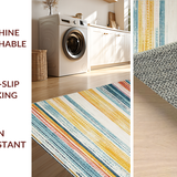Ultra Soft Area Rug, Non Slip, Stain Resistant, Washable Area Rugs for Living Room, Bedroom, Artistic Multicolor Striped Weave(Yellow)