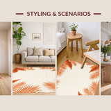 Ultra Soft Area Rug, Non Slip, Stain Resistant, Washable Area Rugs for Living Room, Bedroom, Bright Tropical Escape Theme(Orange)