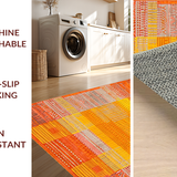 Ultra Soft Area Rug, Non Slip, Stain Resistant, Washable Area Rugs for Living Room, Bedroom, Eye-catching Warm Toned Motif(Orange)