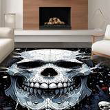 Ultra Soft Area Rug, Non Slip, Stain Resistant, Washable Area Rugs for Living Room, Bedroom, Gothic Unique Skull Artwork(White)