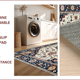 Ultra Soft Area Rug, Non Slip, Stain Resistant, Washable Area Rugs for Living Room, Bedroom, Vibrant Orange Geometric Arrangement(White)