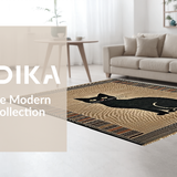 Ultra Soft Area Rug, Non Slip, Stain Resistant, Washable Area Rugs for Living Room, Bedroom, Crafty Humorous Cat Motif(Beige)
