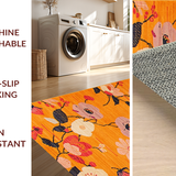 Ultra Soft Area Rug, Non Slip, Stain Resistant, Washable Area Rugs for Living Room, Bedroom, Lively Retro Floral Arrangement(Orange)