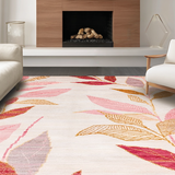 Ultra Soft Area Rug, Non Slip, Stain Resistant, Washable Area Rugs for Living Room, Bedroom, Rustic Tiled Leaf Arrangement(Pink)