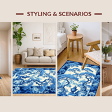 Ultra Soft Area Rug, Non Slip, Stain Resistant, Washable Area Rugs for Living Room, Bedroom, Serene Green Pastoral Design Accent(Blue)