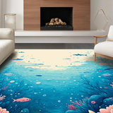Ultra Soft Area Rug, Non Slip, Stain Resistant, Washable Area Rugs for Living Room, Bedroom, Radiant Aquatic Harmony Style(Blue)