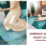 Ultra Soft Area Rug, Non Slip, Stain Resistant, Washable Area Rugs for Living Room, Bedroom, Tidal Mosaic Rug with Modern Coastal Geometry and Flowing Seafoam Patterns(Blue)