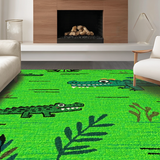 Ultra Soft Area Rug, Non Slip, Stain Resistant, Washable Area Rugs for Living Room, Bedroom, Artistic Textured Animal Shape(Green)