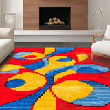 Ultra Soft Area Rug, Non Slip, Stain Resistant, Washable Area Rugs for Living Room, Bedroom, Contemporary Vibrant Twirl Motif(Red)