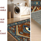 Ultra Soft Area Rug, Non Slip, Stain Resistant, Washable Area Rugs for Living Room, Bedroom, Artistic Evil Eye Symbolism(Brown)