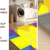 Ultra Soft Area Rug, Non Slip, Stain Resistant, Washable Area Rugs for Living Room, Bedroom, Vibrant Abstract Sunburst Motif(Yellow)