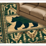 Ultra Soft Area Rug, Non Slip, Stain Resistant, Washable Area Rugs for Living Room, Bedroom, Rustic Nature-Inspired Patchwork Aesthetic(Green)