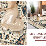 Ultra Soft Area Rug, Non Slip, Stain Resistant, Washable Area Rugs for Living Room, Bedroom, Contemporary Earthy Floral Aesthetics(Beige)