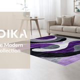 Ultra Soft Area Rug, Non Slip, Stain Resistant, Washable Area Rugs for Living Room, Bedroom, Luxurious Purple Grey Flowing Patterns(Purple)