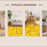Ultra Soft Area Rug, Non Slip, Stain Resistant, Washable Area Rugs for Living Room, Bedroom, Modern Abstract Yellow Living Room Non-Shedding Rug(Yellow)