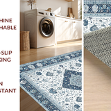 Ultra Soft Area Rug, Non Slip, Stain Resistant, Washable Area Rugs for Living Room, Bedroom, Luxurious Abstract Ethnic Patterns(White)