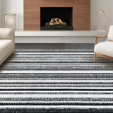 Ultra Soft Area Rug, Non Slip, Stain Resistant, Washable Area Rugs for Living Room, Bedroom, Bold Black & White Runner(Black)