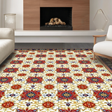 Ultra Soft Area Rug, Non Slip, Stain Resistant, Washable Area Rugs for Living Room, Bedroom, Vibrant Transitional Floral Motif(Red)