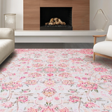 Ultra Soft Area Rug, Non Slip, Stain Resistant, Washable Area Rugs for Living Room, Bedroom, Chic Textured Geometric Design(Pink)