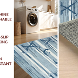 Ultra Soft Area Rug, Non Slip, Stain Resistant, Washable Area Rugs for Living Room, Bedroom, Nautical Denim Textured Canvas(Blue)