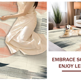 Ultra Soft Area Rug, Non Slip, Stain Resistant, Washable Area Rugs for Living Room, Bedroom, Minimalist Peach Bloom Geometric Abstract Contemporary Art Rug(Gray)