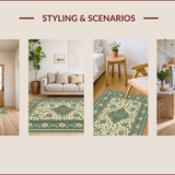 Ultra Soft Area Rug, Non Slip, Stain Resistant, Washable Area Rugs for Living Room, Bedroom, Antique Motif Sage Meditation Space Washable Carpet(Beige)